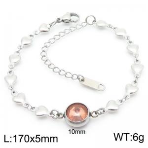 Classic Fashion Stone Pendant Heart Chain Charm Stainless Steel Adjustable Bracelets - KB186606-Z