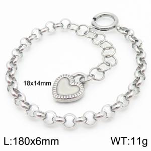 Stainless Steel O Chain Bracelet For Women Simple Heart Charm Jewelry - KB186639-Z