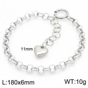 Stainless Steel O Link Chain Bracelet For Women Simple Holling Heart Charm Jewelry - KB186641-Z