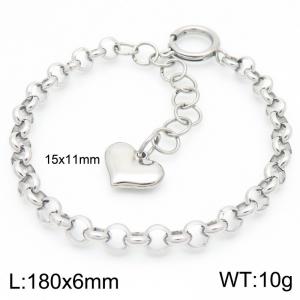 Stainless Steel O Link Chain Bracelet For Women Simple Holling Heart Charm Jewelry - KB186647-Z