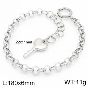 Stainless Steel O Link Chain Bracelet For Women Simple Key Charm Jewelry - KB186649-Z