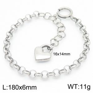 Stainless Steel O Link Chain Bracelet For Women Simple Heart Key Charm Jewelry - KB186651-Z