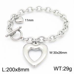 OT Clasp Heart Charm Bracelet For Women Stainless Steel Jewelry - KB186699-Z