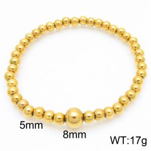 Simple Stainless Steel Beaded Bracelet For Women Polished Gold Color Trendy Jewelry - KB186702-Z