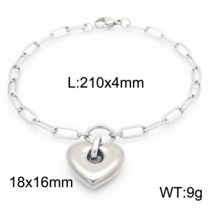 Special Love Heart Charm Stainless Steel Bracelet For Women Simple Polished Trendy Jewelry - KB186704-Z