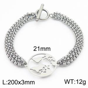 Three Chain Round Charms Stainless Steel Bracelet For Women Simple OT Clasp Polished Trendy Jewelry - KB186708-Z