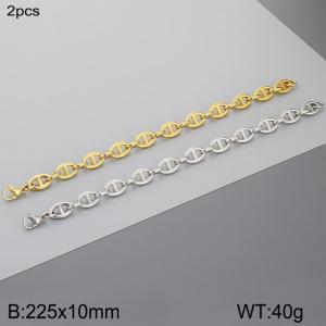 Fashion Titanium Steel Personalized 10mm Japanese Chain Bracelet, Steel and Gold Two Piece Set - KB186752-Z