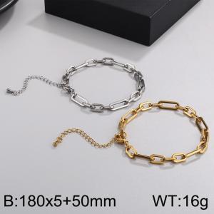 Fashion Titanium Steel Three to One Square Wire Chain Bracelet with Tail Chain, Steel and Gold Two Piece Set - KB186847-Z