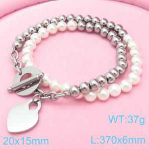 Stainless Steel Beaded & Shell Beads Bracelet for Women OT Clasp Love Charm Trend Jewelry - KB186876-Z