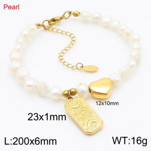 Personalized Design Titanium Star Moon Brand Pearl Bracelet for Women - KB186963-Z