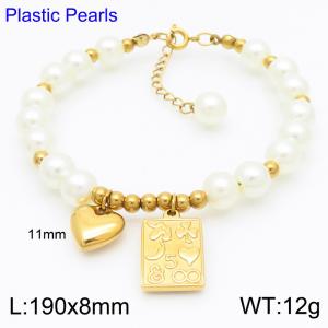 Personalized design titanium steel peach heart and star moon brand pearl bracelet for women - KB186968-Z