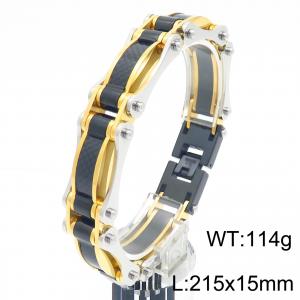 Punk Charm Twist Chain Bracelet Men's Stainless Steel Bicycle Bracelets Gold Plated Motorcycle Gift - KB186996-KFC