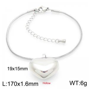 Fashionable and minimalist stainless steel snake chain hollow peach heart bracelet - KB187000-Z