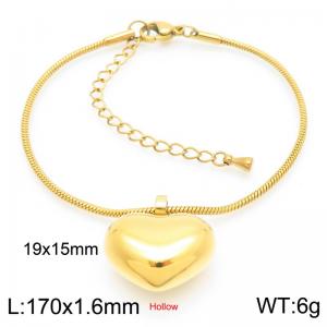 Fashionable and minimalist stainless steel snake chain hollow peach heart bracelet - KB187001-Z