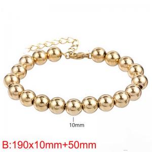 Minimalist Simple Stainless Steel 18K Gold Plated 10mm Beads Chain Adjustable Round Bracelet for Women - KB187424-Z