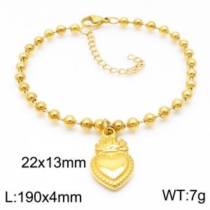 Fashion Jewelry Stainless Steel Heart Charm Pendant Titanium Steel Bead Chain Adjustable Bracelet For Women - KB187468-Z