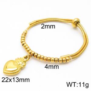 Adjustable Stainless Steel Sacred Heart Bead Pendant Titanium Steel Snake Chain Bracelet For Women - KB187473-Z