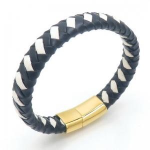 Stainless Steel Leather Bracelet - KB187653-JZ