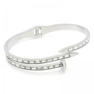 Stainless Steel Stone Bangle - KB188019-WH