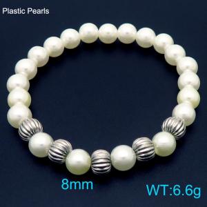 8mm New Fashion Imitation Pearl Bracelet Stainless Steel Women's Bracelet Jewelry Gift - KB188163-Z