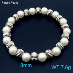 8mm New Fashion Imitation Pearl Bracelet Stainless Steel Women's Bracelet Jewelry Gift - KB188165-Z