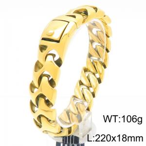 220x18MM Punk Men's Thick Bracelet Charm Cuban Chain Square Buckle Stainless Steel Chain Party Jewelry Gold Color - KB188234-KJX