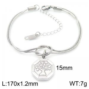 170x1.2mm Fashion Women's Bracelet Stainless Steel Jewelry Tree of Life Snake Chain Jewelry Gift - KB188238-Z