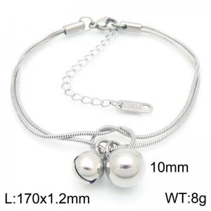 170x1.2mm Fashion Women's Bracelet Stainless Steel Jewelry Double Round Beads Snake Chain Jewelry Gift - KB188242-Z