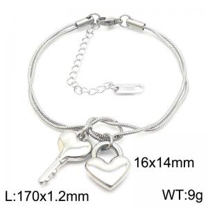 170x1.2mm Fashion Women's Bracelet Stainless Steel Jewelry Key Love Snake Chain Jewelry Gift - KB188254-Z