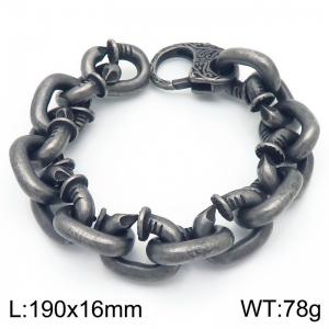 16mm Nail Link Chain Bracelet For Men Stainless Steel 316L Vintage Black Color - KB188556-KJX