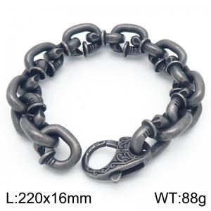 16mm Nail Link Chain Bracelet For Men Stainless Steel 316L Vintage Black Color - KB188559-KJX