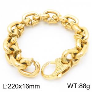 16mm Nail Link Chain Bracelet For Men Stainless Steel 316L Gold Color - KB188561-KJX