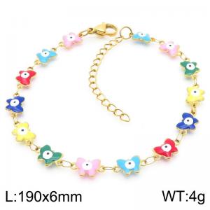 Fashionable Ins style stainless steel butterfly shaped colorful devil's eye splicing bracelet - KB188776-Z