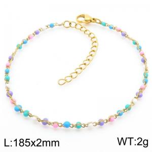 Fashionable Ins style stainless steel colorful rice bead chain bracelet - KB188778-Z