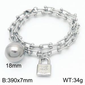 Women's Stainless Steel Necklace with Silver Beads - KB188985-Z