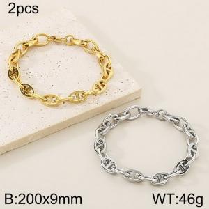 Stainless steel oval ring opening buckle pig nose bracelet - KB189036-Z