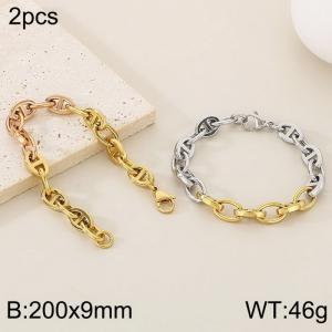 Stainless steel oval ring opening buckle pig nose bracelet - KB189037-Z