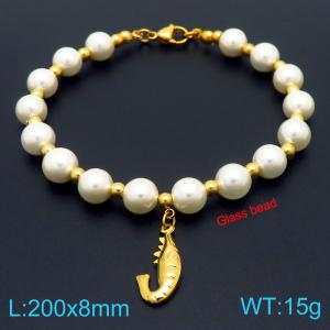 European and American creative fashion sweet freshwater pearl bracelet hanging crayfish pendant temperament versatile gold bracelet - KB189107-GC