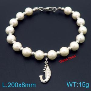 European and American creative fashion sweet freshwater pearl bracelet hanging crayfish pendant temperament versatile silver bracelet - KB189108-GC