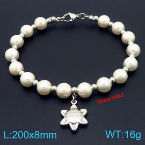 European and American creative, fashionable, sweet freshwater pearl bracelet hanging small turtle pendant temperament versatile silver bracelet - KB189109-GC