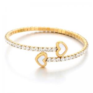 Stainless Steel Stone Bangle - KB189144-HR