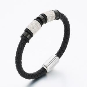 Stainless Steel Leather Bracelet - KB189619-CX