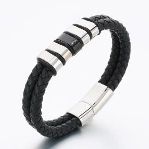 Stainless Steel Leather Bracelet - KB189622-CX