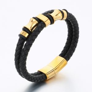 Stainless Steel Leather Bracelet - KB189624-CX