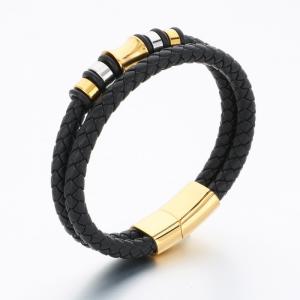 Stainless Steel Leather Bracelet - KB189625-CX