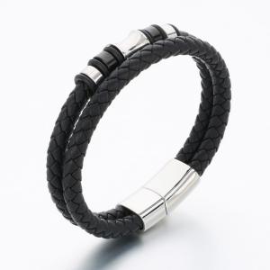 Stainless Steel Leather Bracelet - KB189626-CX