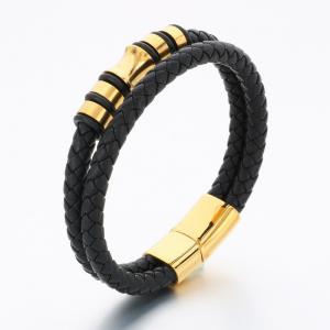 Stainless Steel Leather Bracelet - KB189627-CX