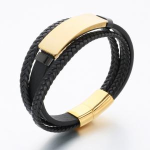 Stainless Steel Leather Bracelet - KB189631-CX