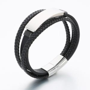 Stainless Steel Leather Bracelet - KB189632-CX