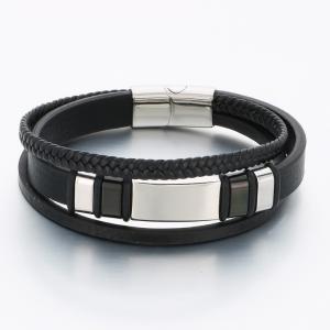 Stainless Steel Leather Bracelet - KB189633-CX